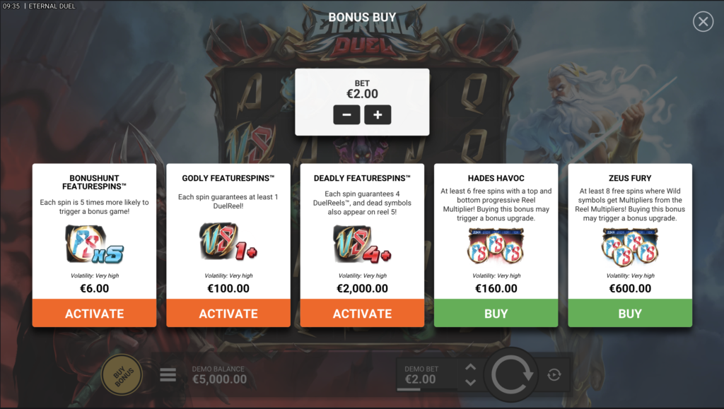 Eternal Duel - credit card casino game with bonus buy features